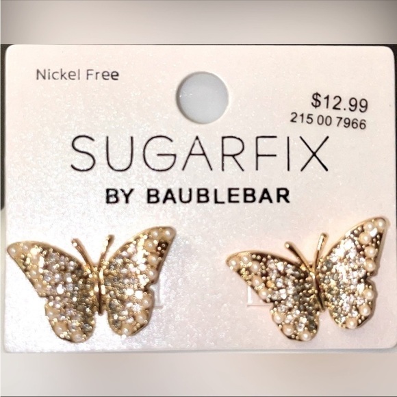 Earrings Shimmery Butterflies, Sugar Fix by Bauble Bar, Nickel Free - Picture 3 of 12